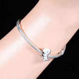 925 Sterling Silver Dino Charm Bracelet Bead for Kids DIY