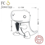925 Sterling Silver Dino Charm Bracelet Bead for Kids DIY