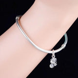 925 Silver Daisy Flower Bead Bracelet Charms for Women