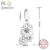 925 Silver Daisy Flower Bead Bracelet Charms for Women