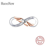 925 Silver Rose Angel Wings Zircon Charm Bracelet Creation