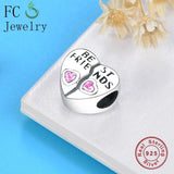 925 Sterling Silver Pink Love Heart Beads Pendant Berloque DIY Gift