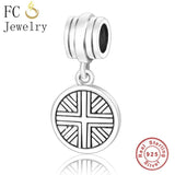 925 Sterling Silver England Flag Charms Bracelet Bangle
