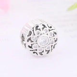925 Silver Vine Plant Flower Zircon Bead Charm Bracelet