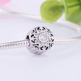 925 Silver Vine Plant Flower Zircon Bead Charm Bracelet