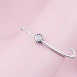 925 Silver Vine Plant Flower Zircon Bead Charm Bracelet