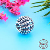 925 Silver Stripe Ball Shape Bead Berloque Bracelet