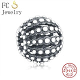 925 Silver Stripe Ball Shape Bead Berloque Bracelet