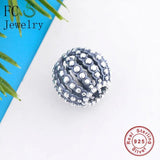 925 Silver Stripe Ball Shape Bead Berloque Bracelet