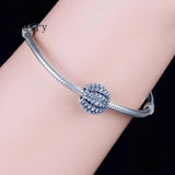 925 Silver Stripe Ball Shape Bead Berloque Bracelet
