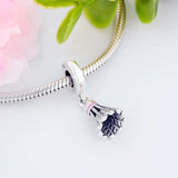 925 Silver Pink Enamel Badminton Bead Charm Bracelet