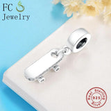 925 Silver Skate Board Beads Pendant Berloque DIY