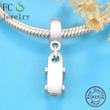 925 Silver Skate Board Beads Pendant Berloque DIY