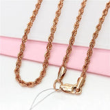 14K Rose Gold Chunky Necklace Hip-Hop Rope Chain for Men and Women