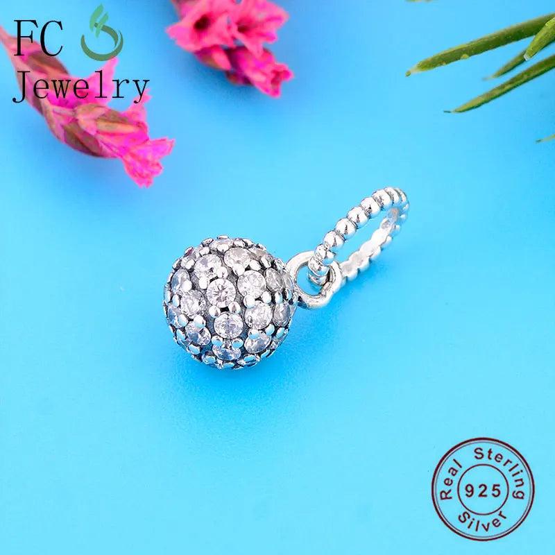 925 Silver Zirconia Ball Dangle Bracelet Charm