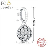 925 Silver Zirconia Ball Dangle Bracelet Charm