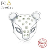 925 Sterling Silver Lion Head Charm Bracelet with Yellow Zircon Bead