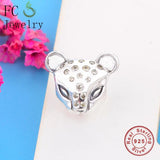 925 Sterling Silver Lion Head Charm Bracelet with Yellow Zircon Bead