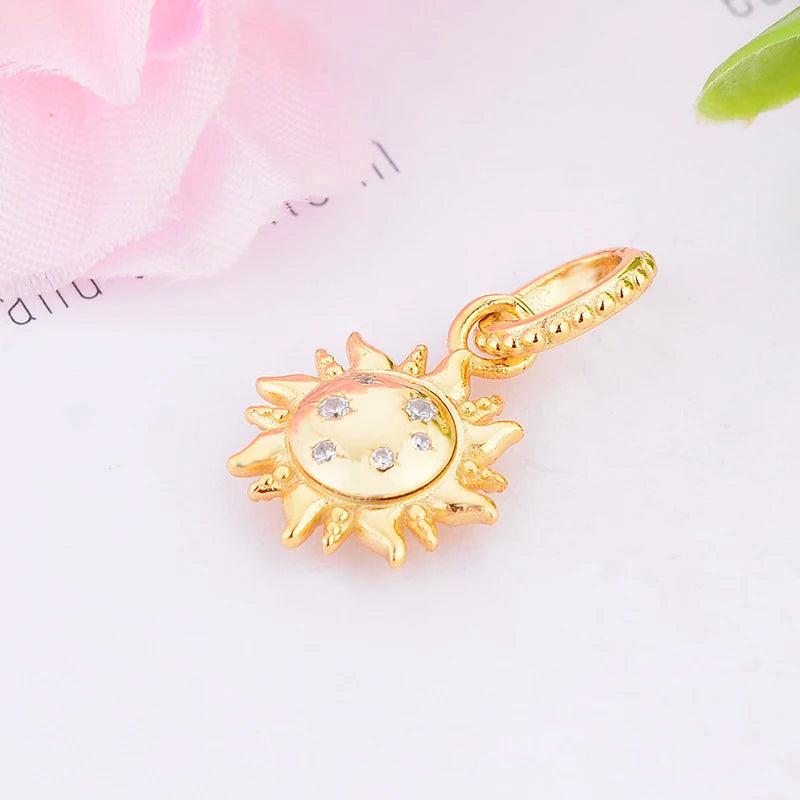 925 Sterling Silver Sun Shine Smile Charm Bracelet Bead for Women