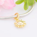 925 Sterling Silver Sun Shine Smile Charm Bracelet Bead for Women