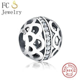 925 Silver Interlinked Zircon Charm Beads for Bracelet