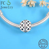 925 Silver Interlinked Zircon Charm Beads for Bracelet