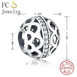 925 Silver Interlinked Zircon Charm Beads for Bracelet