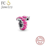 925 Silver Pink Enamel Animal Insect Bead for Charm Bracelet