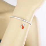 925 Silver Red Boot Sock Bead Pendant for Charm Bracelet