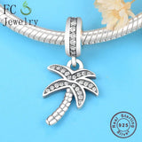 925 Sterling Silver Palm Tree Zirconia Pendant for Bracelets