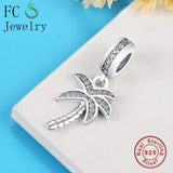 925 Sterling Silver Palm Tree Zirconia Pendant for Bracelets