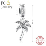 925 Sterling Silver Palm Tree Zirconia Pendant for Bracelets