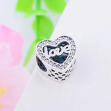 925 Silver Love Heart Zircon Bead Charm Bracelet