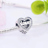 925 Silver Love Heart Zircon Bead Charm Bracelet