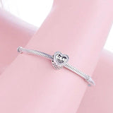 925 Silver Love Heart Zircon Bead Charm Bracelet