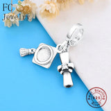 925 Silver Graduation Mortarboard Hat Bracelet Charm Bead