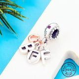 925 Sterling Silver Rose Letter BBF Bead Pendant Making Berloque