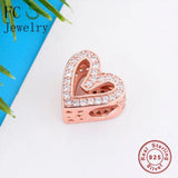 925 Silver Rose Double Hand Heart Bead Mother Wedding Berloque