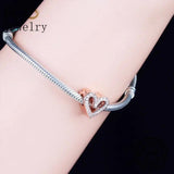 925 Silver Rose Double Hand Heart Bead Mother Wedding Berloque