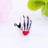 925 Silver Mother and Son Hands Heart Bead Charm Bracelet