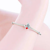 925 Silver Mother and Son Hands Heart Bead Charm Bracelet