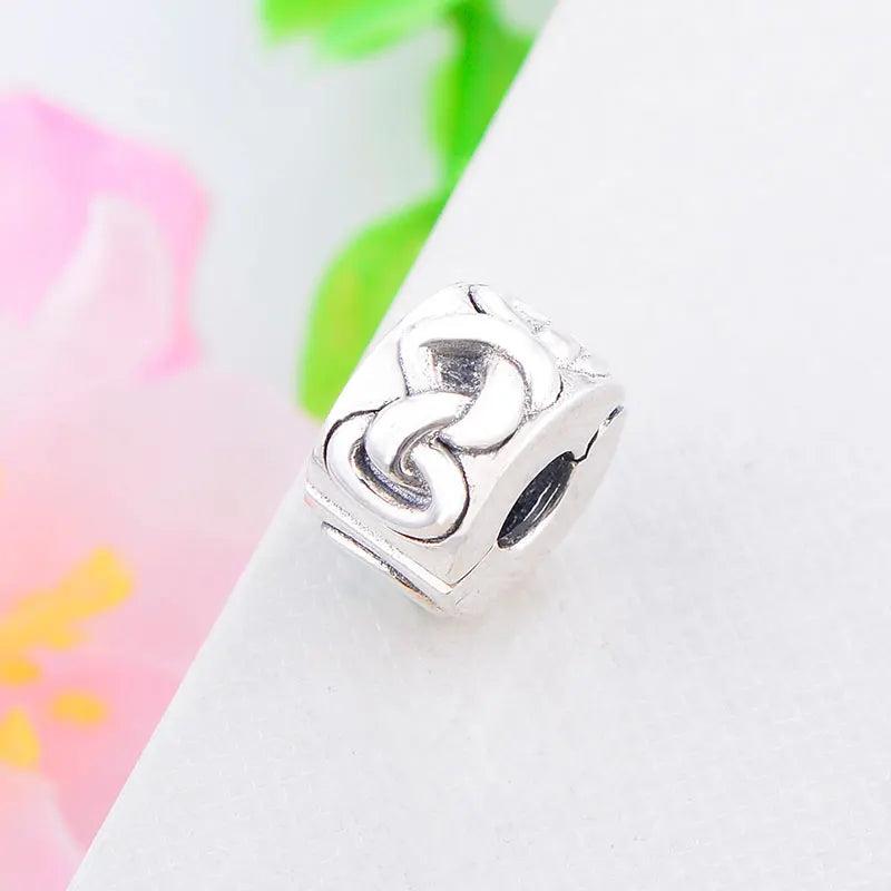 925 Silver Vintage Twist Link Chain Lock Stopper Bead for Pan Charm Bracelet