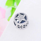 925 Silver Star Circle Zirconia Bead Pendant for Bracelet Making