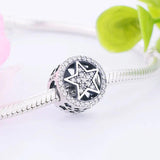 925 Silver Star Circle Zirconia Bead Pendant for Bracelet Making