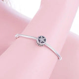 925 Silver Star Circle Zirconia Bead Pendant for Bracelet Making