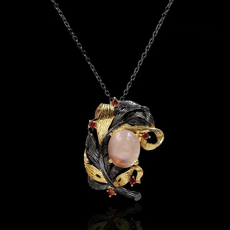 Leaf Winding Crystal Zircon Necklace with Sweater Chain