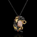 Leaf Winding Crystal Zircon Necklace with Sweater Chain