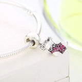 925 Silver Boots Ribbon Zircon Bracelet Charm for Women