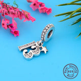 925 Sterling Silver 13th Year Charm Bracelet Gift Pendant Bead