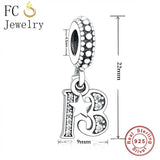 925 Sterling Silver 13th Year Charm Bracelet Gift Pendant Bead